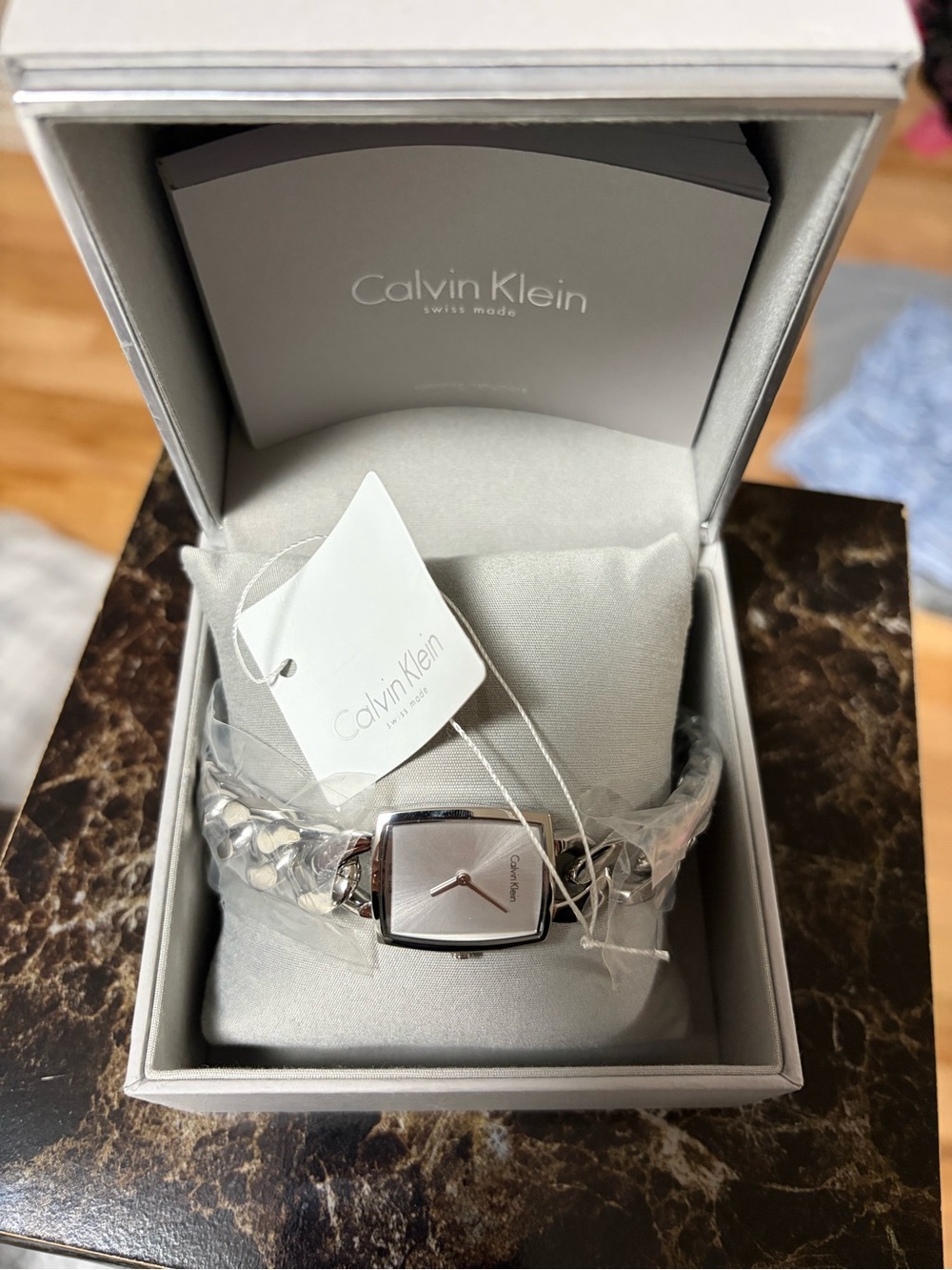Calvin Klein Silver Link Bracelet Watch with Square Dial